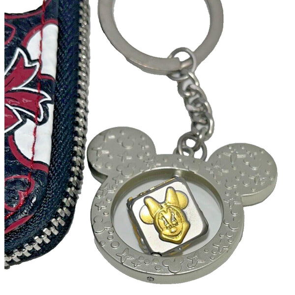 Disney Wristlet Wallet Minnie Loves Dots W/ Exclusive 3D Keychain EUC