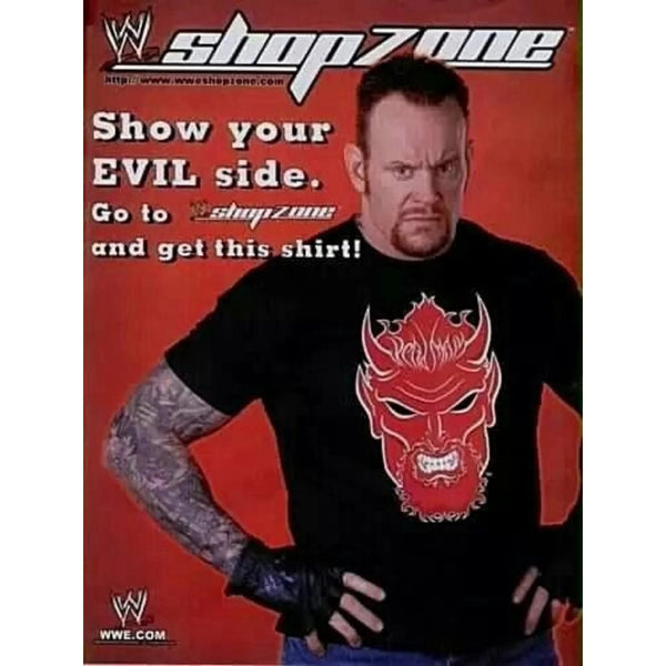 The Undertaker WWE Big Evil Red Devil Head T-Shirt Sz L Double Sided Y2K