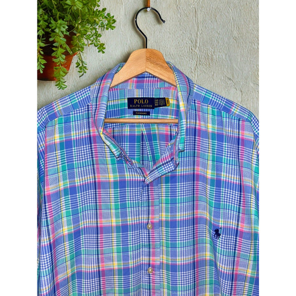 Polo Ralph Lauren Classic Fit Performance Oxford Plaid Shirt Mens 3XB EUC