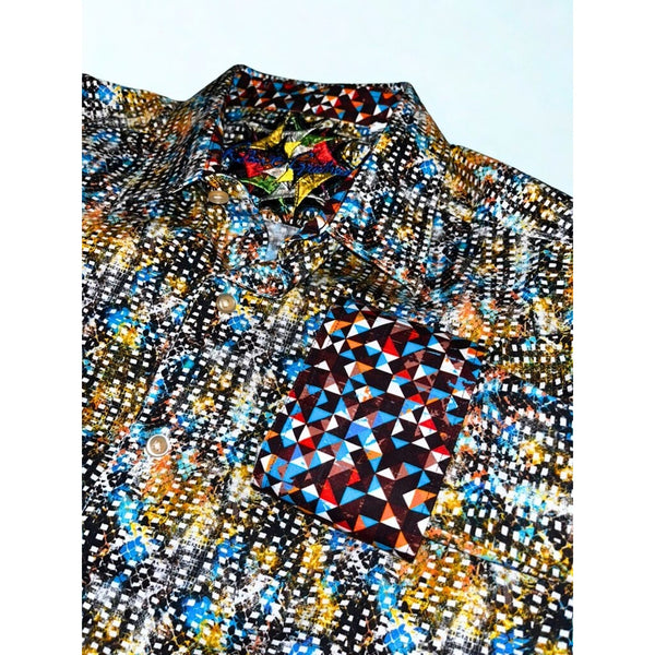 Robert Graham Shirt L Geometric All Over Print Flip Cuff NWOT Classic Fit