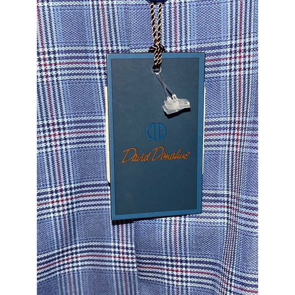 David Donahue Dobby Fine Check Dress Shirt Navy Blue Men's M NWT MSRP $165