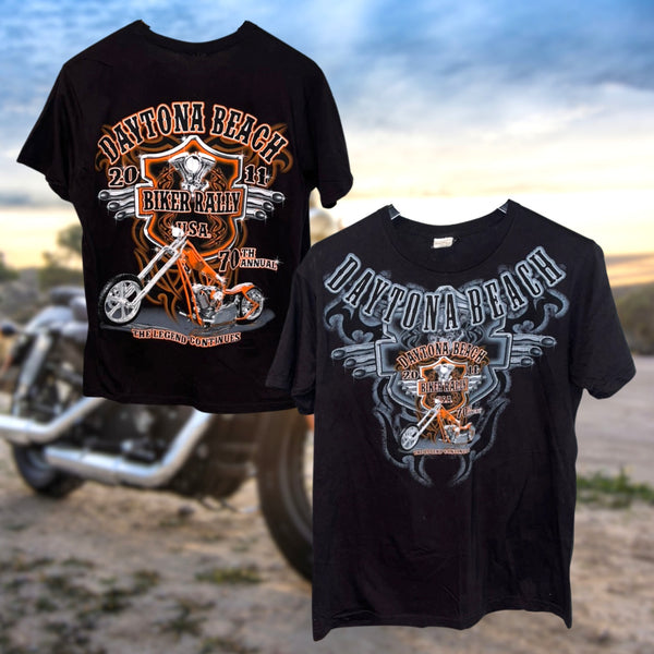 Daytona Beach 2011 Bike Week 70th Annual Biker Rally T-Shirt Tee Sz. L