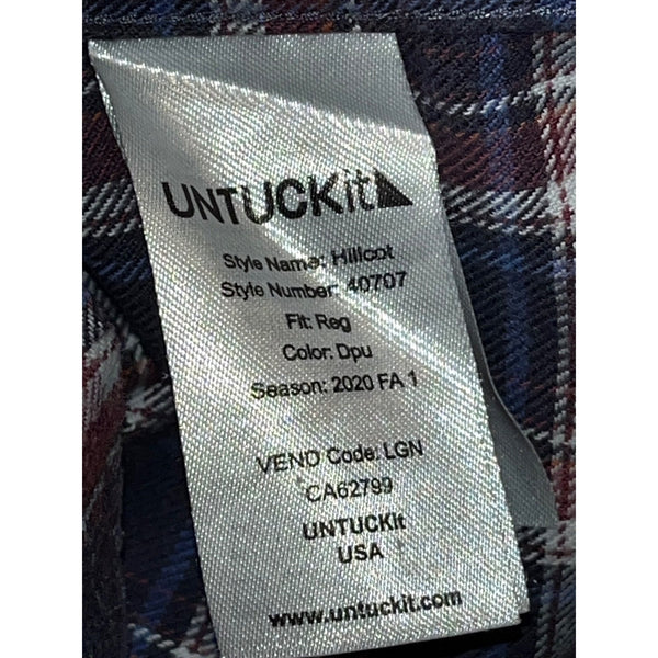 UNTUCKit Hillcot Flannel Plaid Shirt XL Long Sleeve Casual Button Front 40707