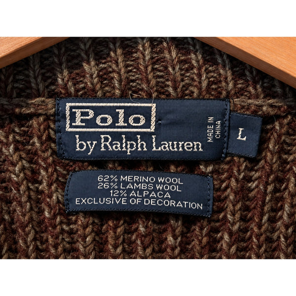 Polo Ralph Lauren Military Commando Shooting Jumper Wool Alpaca Leather Sz L