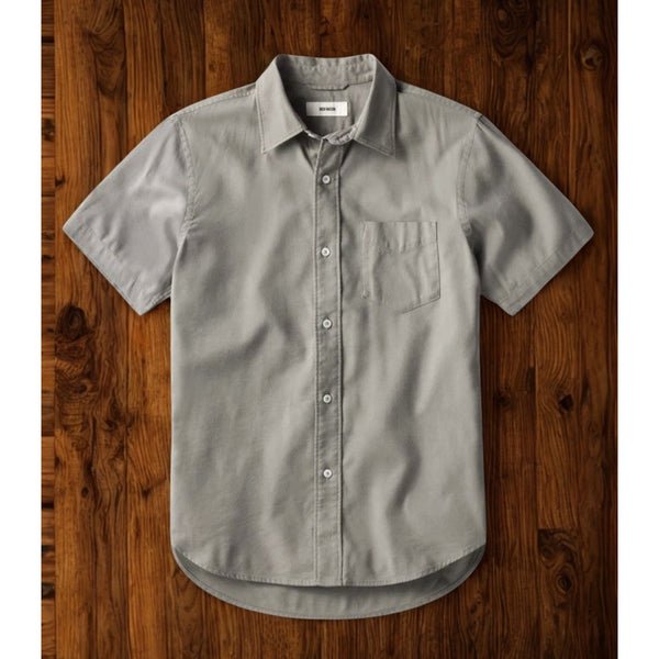 Buck Mason Draped Twill Shirt Men's 2XL Gray Short Sleeve Cotton Rayon Button Up