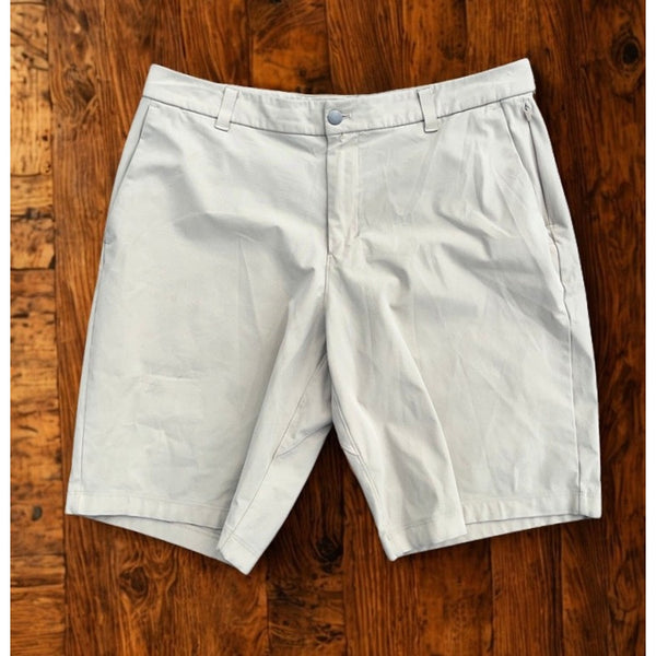Lululemon Commission Short Relaxed 11 Mens 36 ABC Warpstreme Khaki Golf