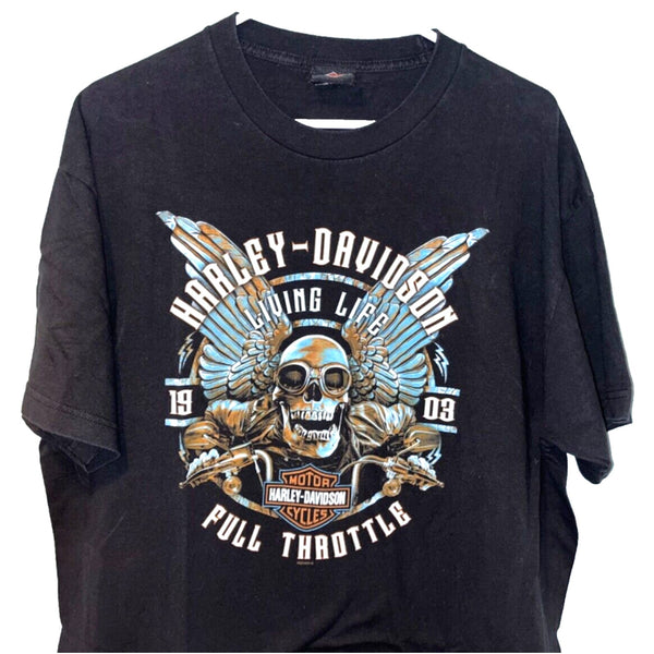 Harley Davidson Living Life Full Throttle Black Jack Florance SC M Biker T Shirt