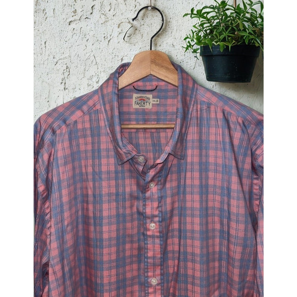 Faherty Movement Shirt 2XL Supima Stretch Summer Rose Plaid Button Up EUC