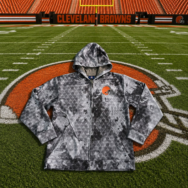 Cleveland Browns Reebok NFL On Field Full Zip Hoodie Jacket Gray Sz. M Football