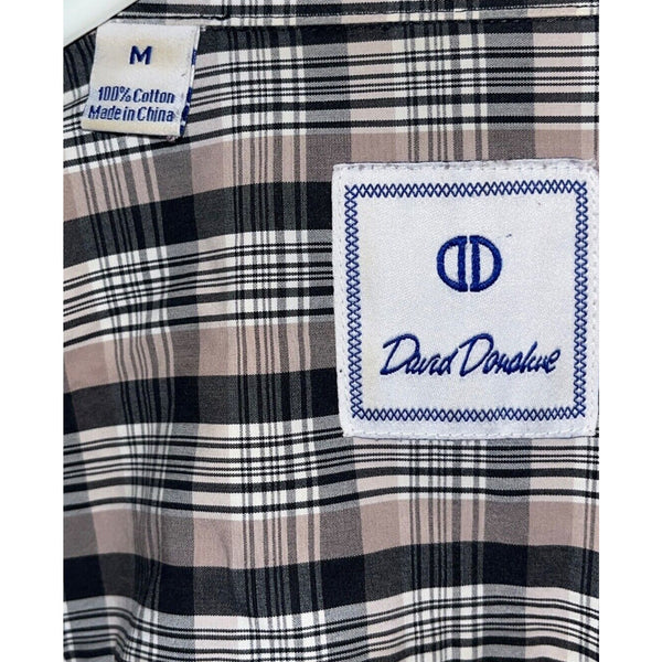 David Donahue Toast Brushed Plaid Shirt Mens M MSRP $165
