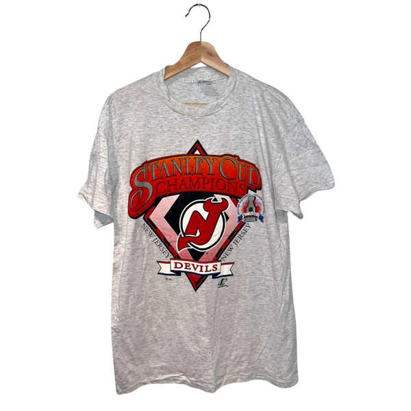 New Jersey Devils Logo Athletic NHL Stanley Cup Champions Sz. L Vintage 1995