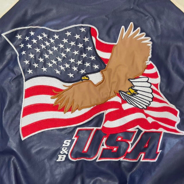 Steve and Barry’s USA Eagle Varsity Jacket Bomber Size XL EUC Vintage Y2K Wool