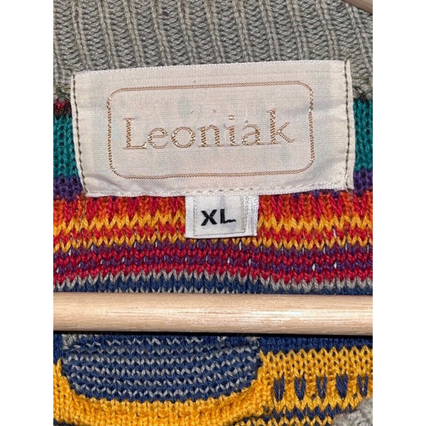 Leoniak Coogi Style 3D Knit Sweater XL Chunky Crew Vintage Biggie Smalls
