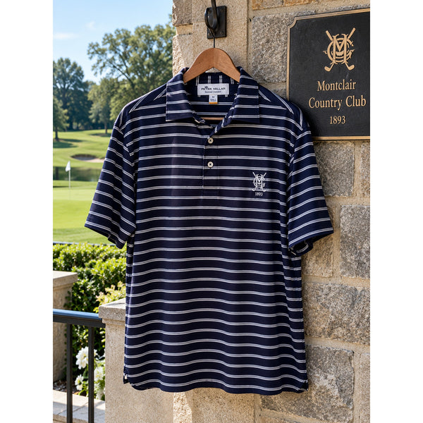 Peter Millar Summer Comfort Montclair Country Club Polo Men's M Navy Stripe NWOT