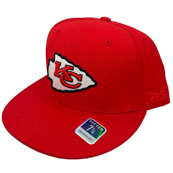 Kansas City Chiefs Reebok Flat Bill Fitted Hat Size 7 1/4 Vintage Deadstock