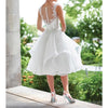 Enchanting by Mon Cheri 117181 Tea Length Casual Wedding Dress Ivory/White Sz. 8