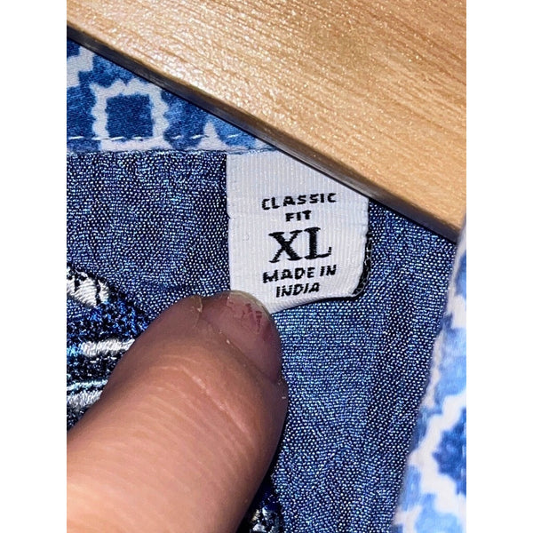 Robert Graham Paisley AOP Flip Cuff Shirt XL Blue Classic Fit Button Up EUC