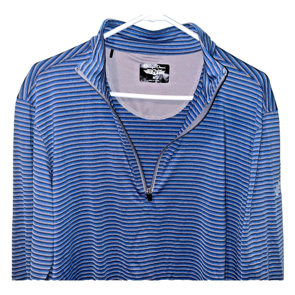 Straight Down Performance Golf Striped 1/4 Zip Sz M Stretch Pullover Sleeve Logo