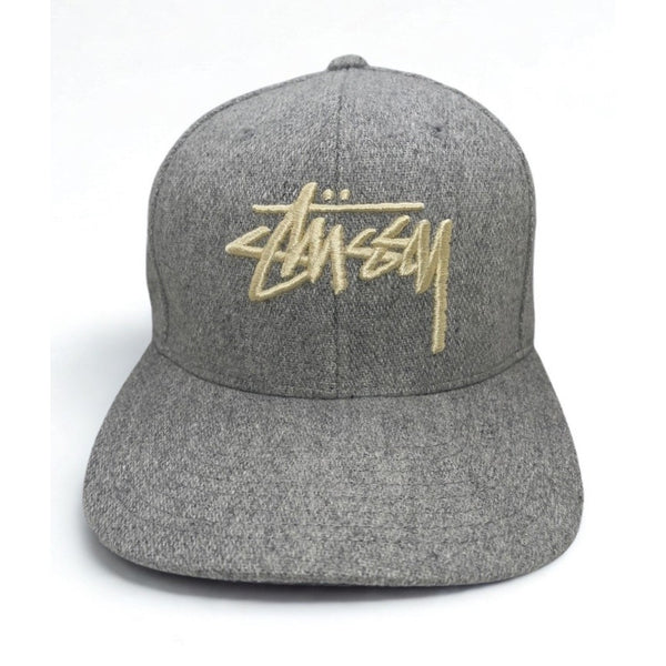 Stussy Wool Snapback Hat Cap Gray Purple Undervisor Big Logo Rare Streetwear