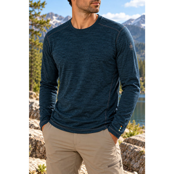 Smartwool Men's XL Merino Wool Long Sleeve Crewneck Base Layer Shirt Blue