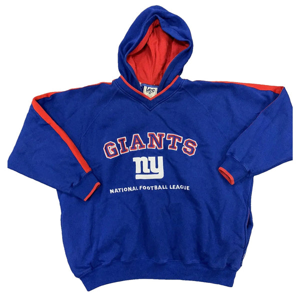 New York Giants Lee Sport Hoodie Sweatshirt Blue Stitched Logo Mens Medium M