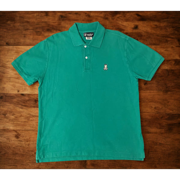 Psycho Bunny Polo Shirt Mens Size 5 L Green Pima Cotton Short Sleeve Preppy