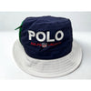 Polo Ralph Lauren Bucket Hat Nylon Navy White Pocket Adjustable S/M EUC