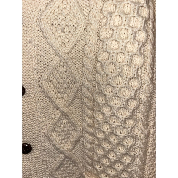 Bonner of Ireland Handknit Wool Cable Knit Aran Fisherman Cardigan Sweater Sz XL