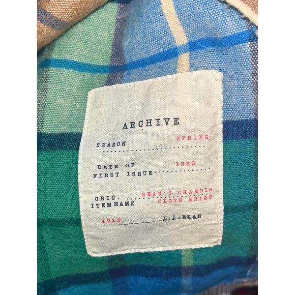 LL Bean Signature 1933 Chamois Cloth Shirt Mens XL Plaid Slim Fit Button Down