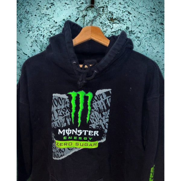 Monster Energy Hoodie Mens XL Black Zero Sugar Graphic Y2K Skater Pullover