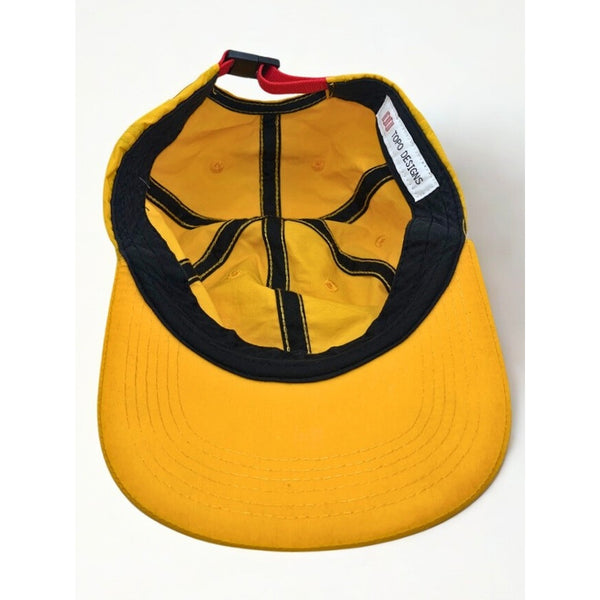 Topo Designs Yellow Nylon Strapback Ball Cap Gorpcore Hiking Running Hat EUC