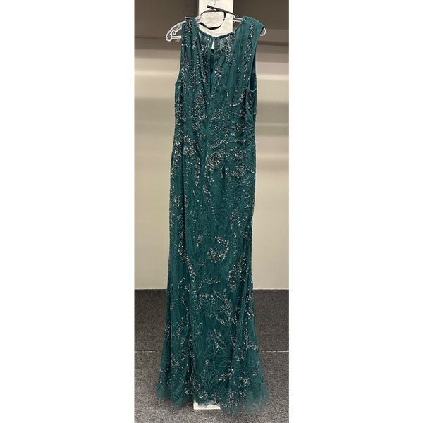 Montage by Mon Cheri M2239 Jewel Neck Keyhole Back Spruce Dress Sz. L (SAMPLE)