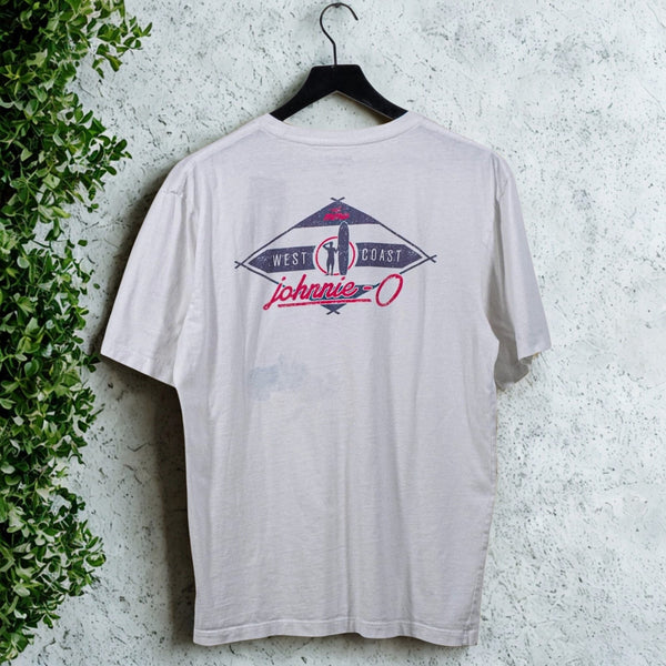 Johnnie-O West Coast Prep Surf Pocket T Shirt White Medium Coastal Beach Tee