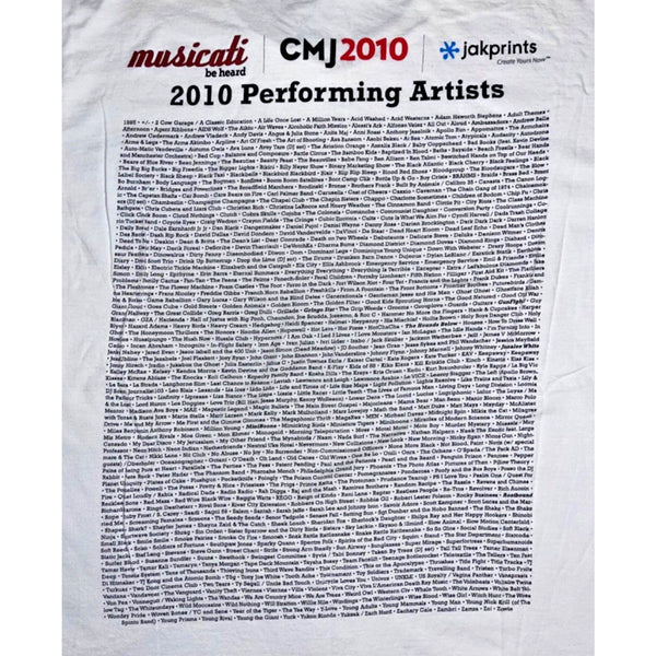 CMJ 2010 College Music Journal New Music Marathon Vintage T Shirt Sz. XL