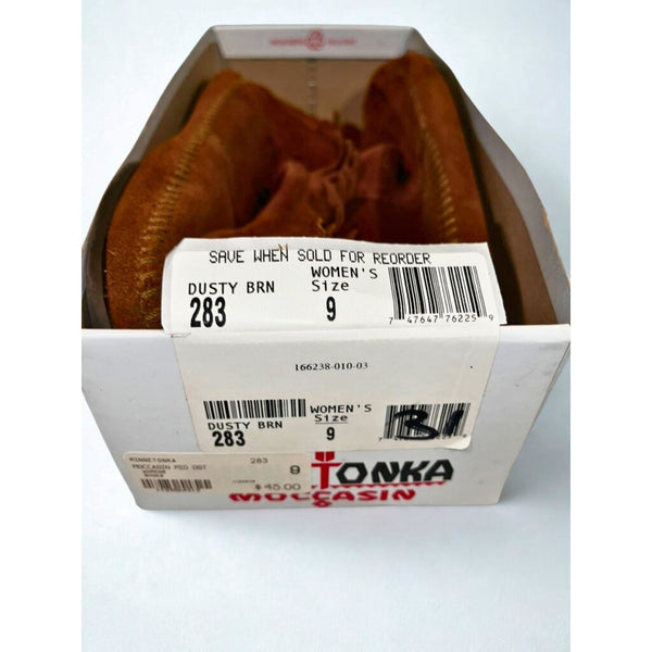 Minnetonka 283 Back Zip Fringe Ankle Boots Suede Brown Women’s Sz 9 w/ Box