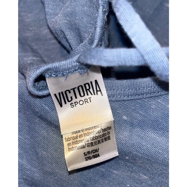 Victorias Secret Sport Blue Strappy Long Sleeve Criss Cross Back Athletic T Sz S