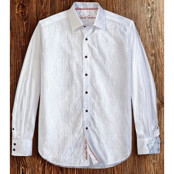 Robert Graham Dominic White Textured Shirt 3XL Classic Fit NWT Luxury Button