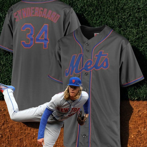 New York Mets Noah Syndergaard #34 Majestic Charcoal Jersey Men's 4XL MLB Rare