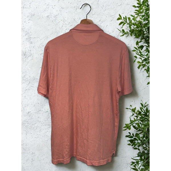 Faherty Isle Polo Shirt Mens M Salmon Organic Cotton Short Sleeve Casual Beach