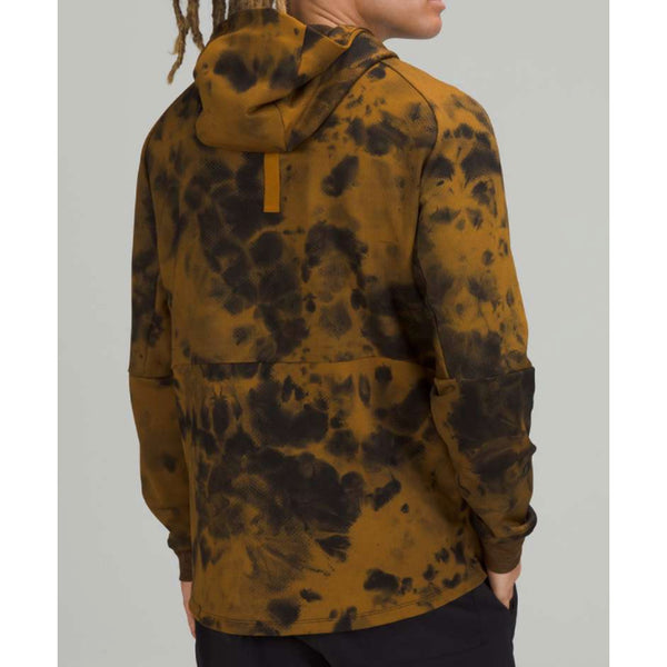 Lululemon Mens M Textured Tech Hoodie Diamond Dye Gold Spice Black Pullover