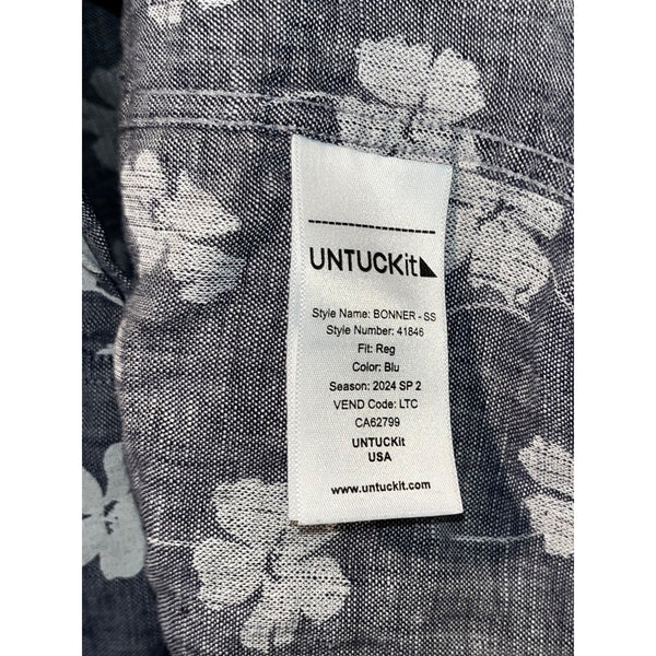 UNTUCKit Bonner Short-Sleeve Linen Floral Shirt XL 41846BLU EUC