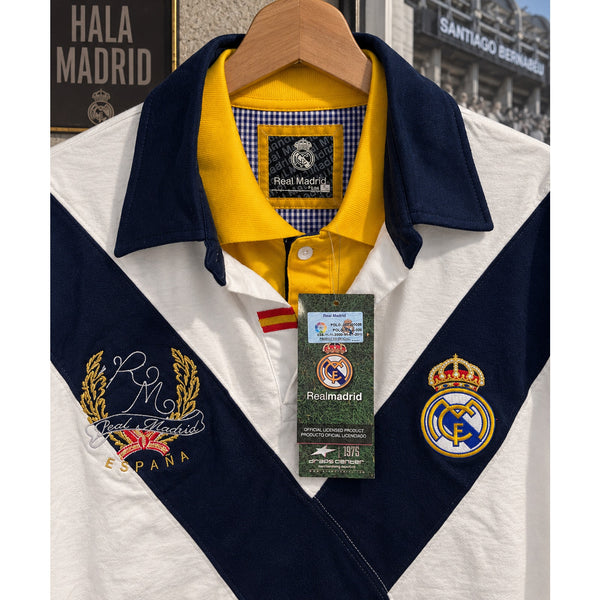 Real Madrid Vintage Official Club Rugby Polo Shirt Sz L #72 NWT Spain Rare