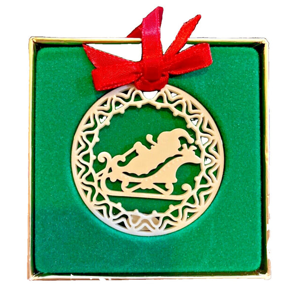 Lenox Christmas Yuletide Ornament Santa in Sleigh Bone China Vintage 1988
