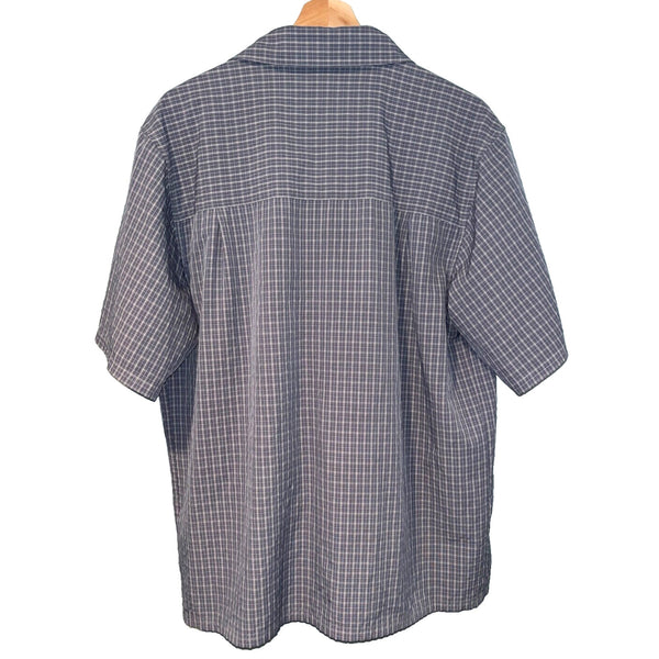 Nike ACG All Conditions Gear Striped Button Down Short Sleeve Shirt Blue Sz. L