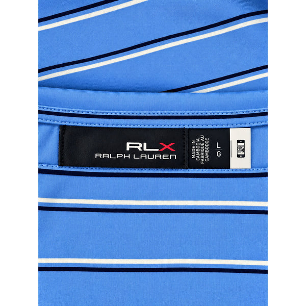 The Ocean Course Kiawah RLX Ralph Lauren Polo Men's L Blue Stripe Stretch Golf