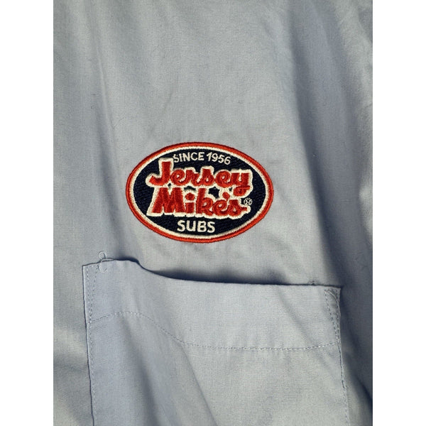 Jersey Mike's Subs Shirt Mens Medium Blue Short Sleeve Button Uniform