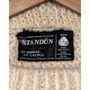Standun Aran Irish Wool Fisherman Cable Knit Sweater Men's S Cream Handmade