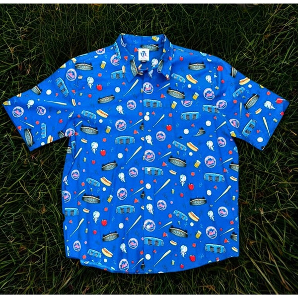 New York Mets The 7 Line T7L “Party Time” Button Up Shirt 2XL NWOT MLB Rare