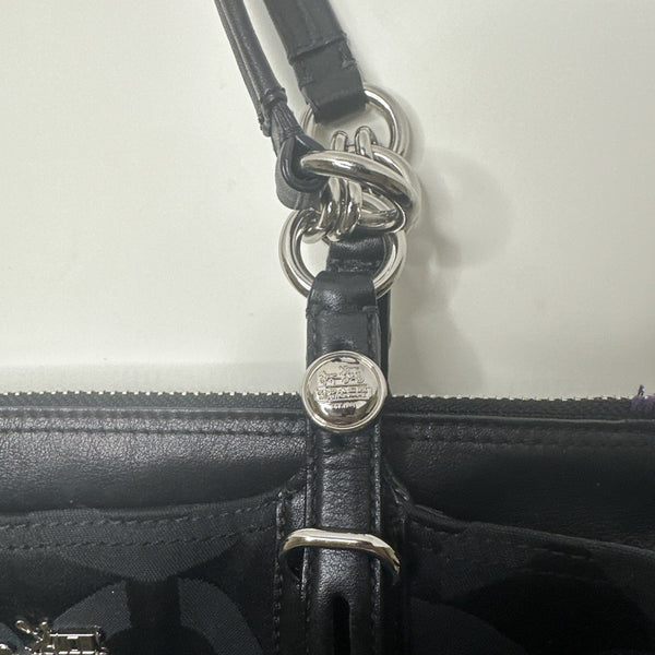 Coach Mia Opaque Sateen Black Op Art Tote Bag E1082-15758 Vintage EUC