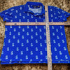 Polo Ralph Lauren Pineapple Polo Shirt XL Blue White Custom Slim Fit Tropical